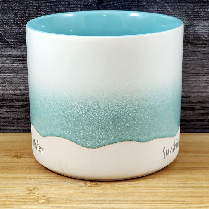 Ocean Beach Planter Ceramic Utensil Organizer Herb Succulent Pot Blue Sky 6.5in