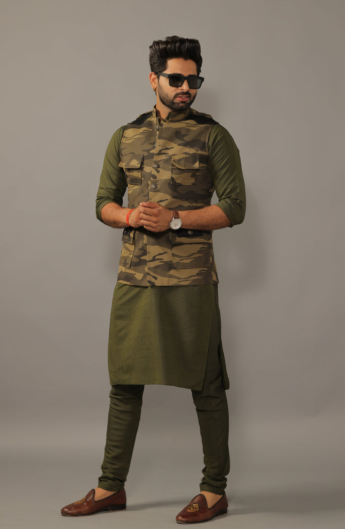 Olive Green Camouflage Hunting Style Jacket