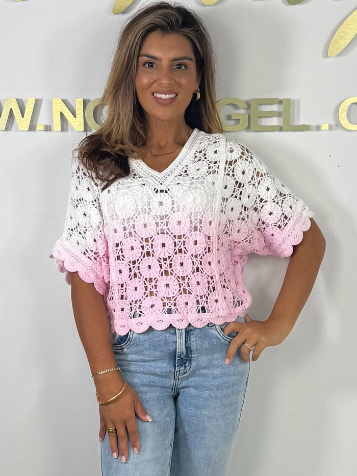 Ombre Crochet V-Neck Top (3 Colours)