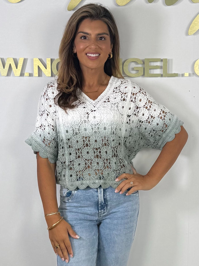 Ombre Crochet V-Neck Top (3 Colours)
