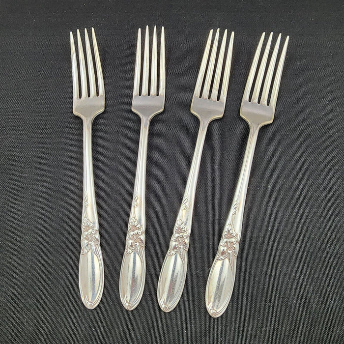 Oneida Community 1953 White Orchid Set Of 4 Silverplate Dinner Forks