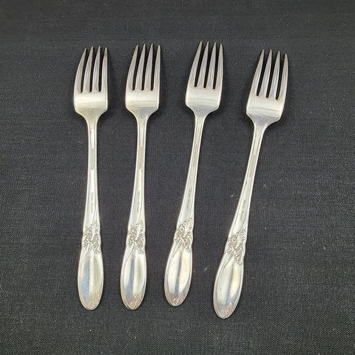 Oneida Community 1953 White Orchid Set Of 4 Silverplate Dinner Forks
