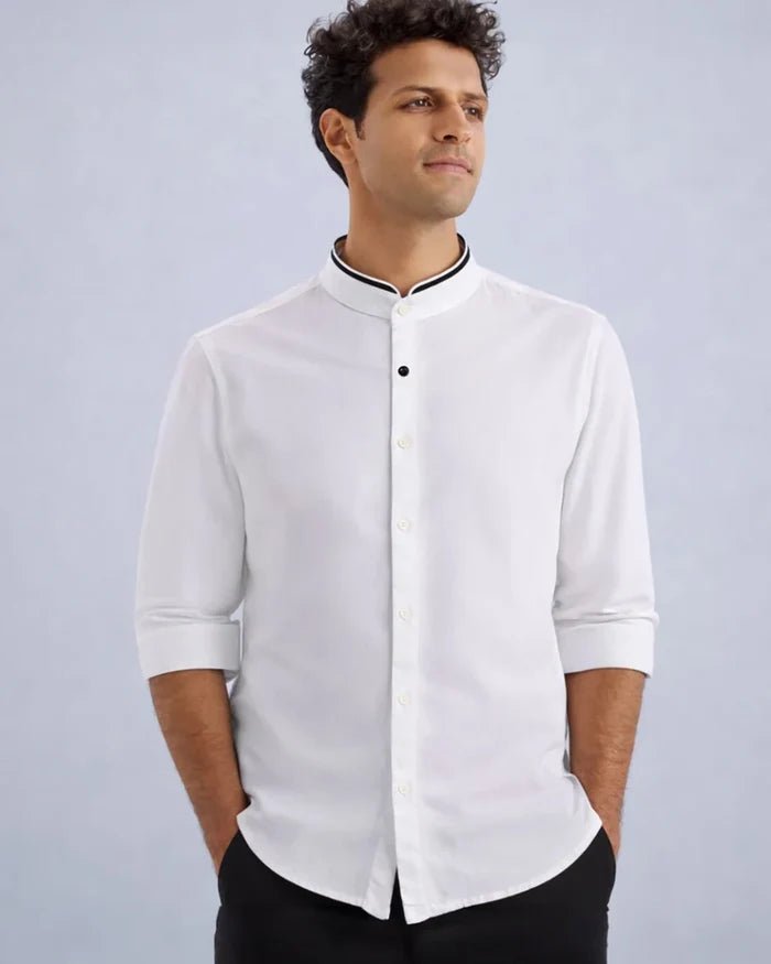Cotton Stretch white Shirt - Onyx