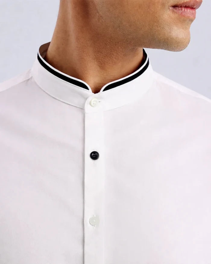 Cotton Stretch white Shirt - Onyx