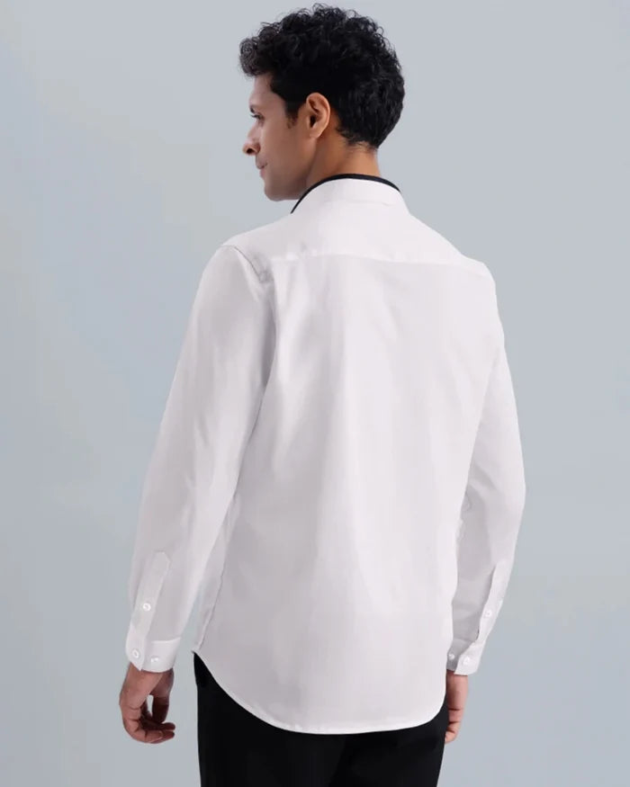 Cotton Stretch white Shirt - Onyx