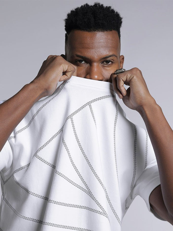 Orbit White Moon Print Oversized T-Shirt