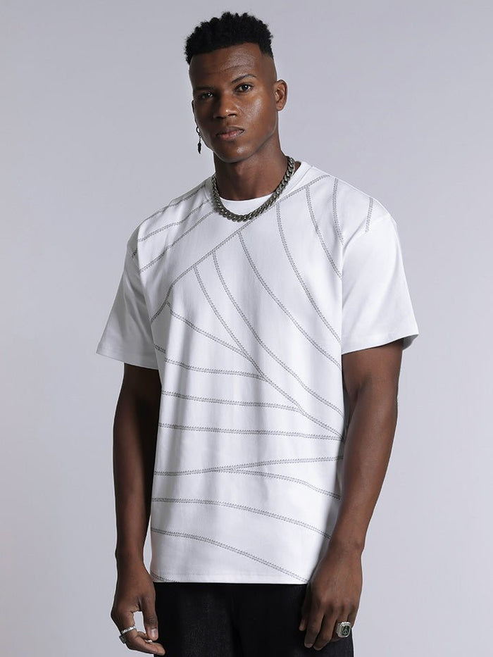 Orbit White Moon Print Oversized T-Shirt
