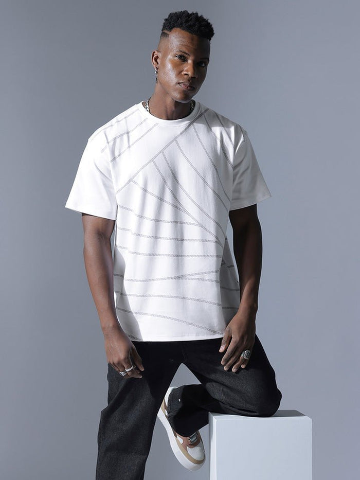 Orbit White Moon Print Oversized T-Shirt