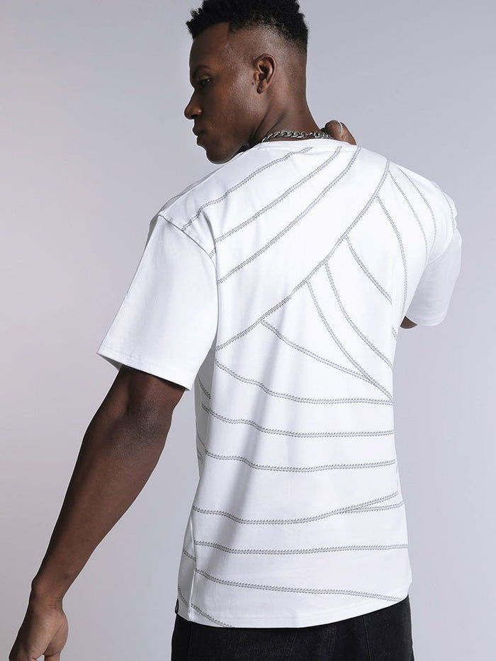 Orbit White Moon Print Oversized T-Shirt