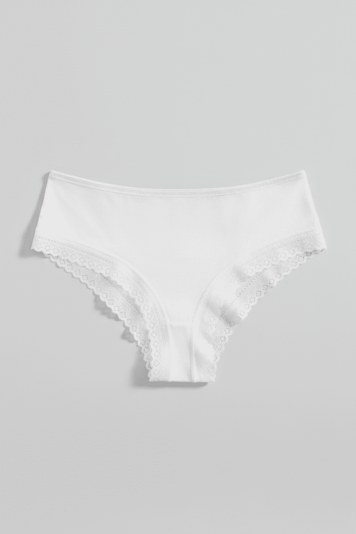 Organic Cotton Lace Cheeky - Siella - Color: White Blanc