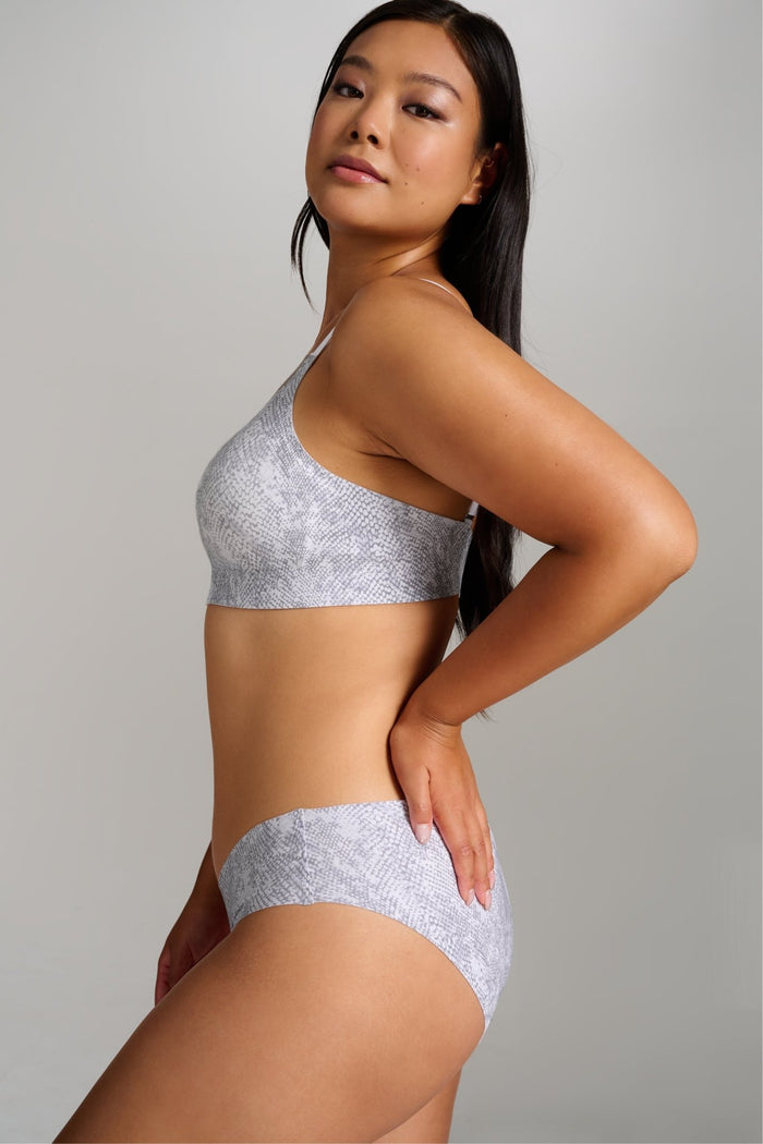 Organic Cotton No-Show Bikini - Siella - Color: Grey Snake Serpent gris
