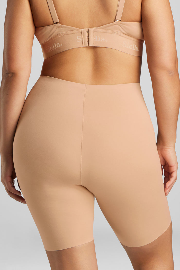 Organic Cotton No-Show Mid-Thigh Short - Siella - Color: Beach Beige Beige plage