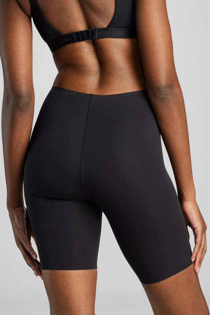 Organic Cotton No-Show Mid-Thigh Short - Siella - Color: Black Noir