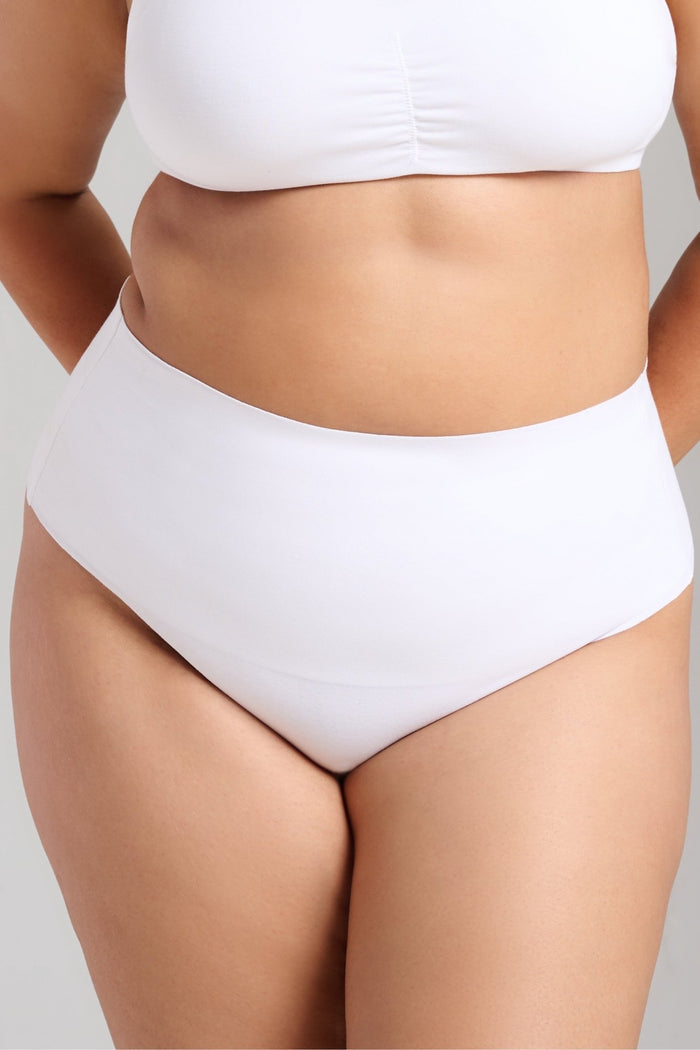 Organic Cotton No - Show Shaping Thong - Siella - Color: White Blanc