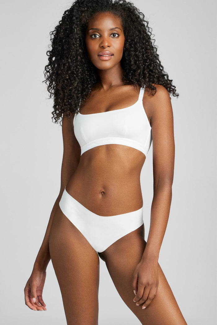 Organic Cotton No-Show Thong - Siella - Color: White Blanc