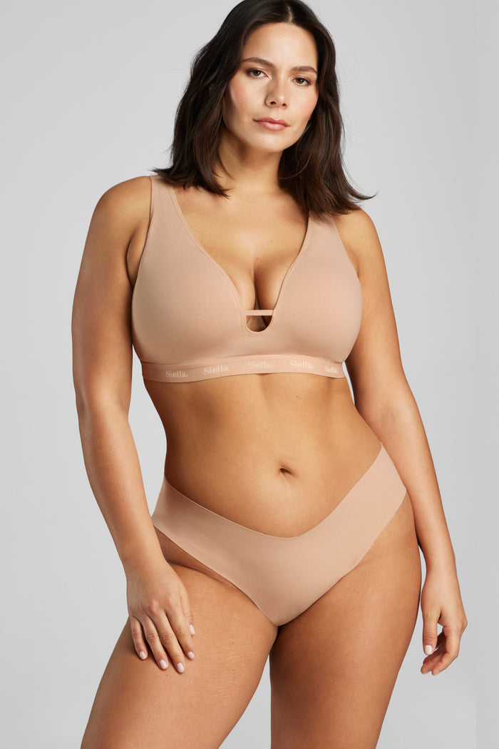 Organic Cotton No-Show Thong - Siella - Color: Beach Beige Beige plage