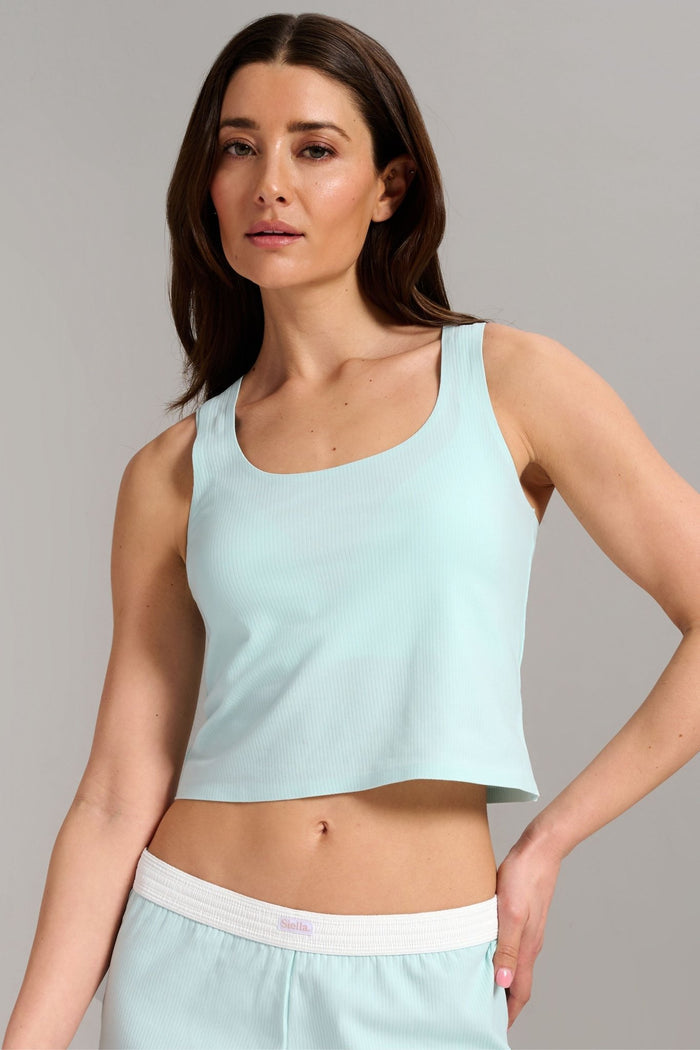 Organic Cotton Rib Tank - Siella - Color: Aqua Mist Aqua