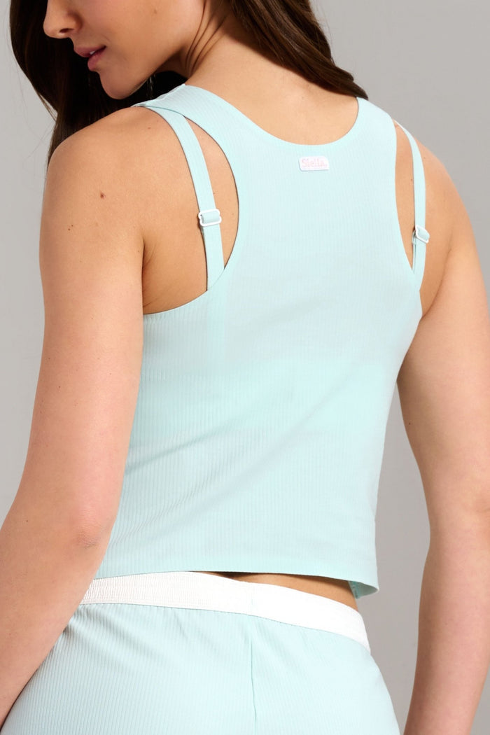 Organic Cotton Rib Tank - Siella - Color: Aqua Mist Aqua