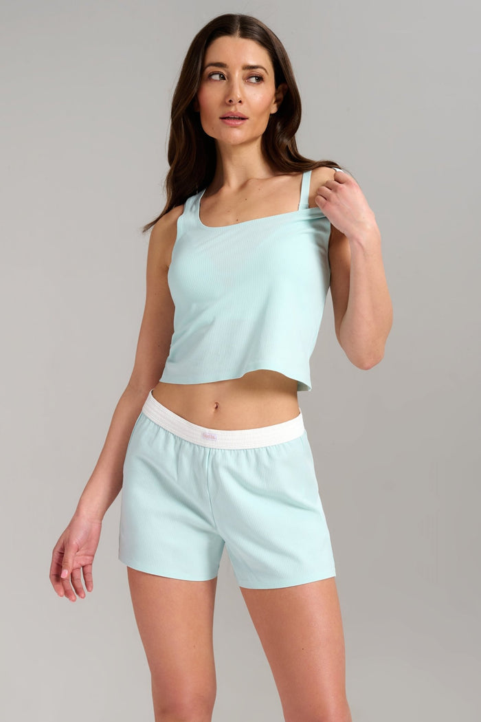 Organic Cotton Rib Tank - Siella - Color: Aqua Mist Aqua