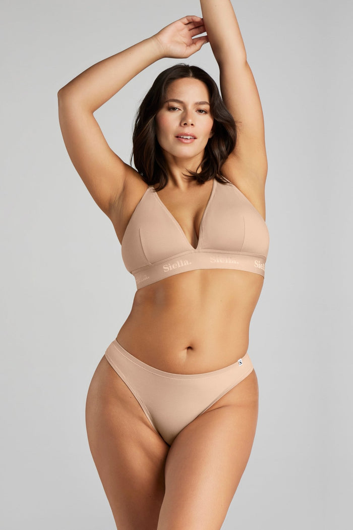 Organic Cotton Triangle Padded Bra - SIELLA - Color: Beach Beige Beige plage