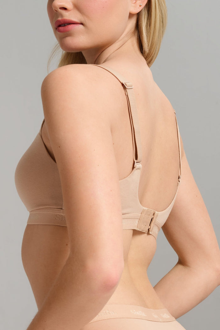 Organic Cotton V - Neck Bra - Siella - Color: Beach Beige Beige plage