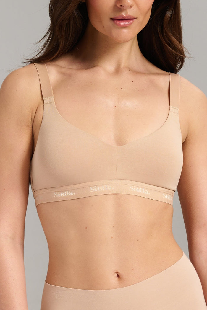 Organic Cotton V - Neck Bra - Siella - Color: Beach Beige Beige plage