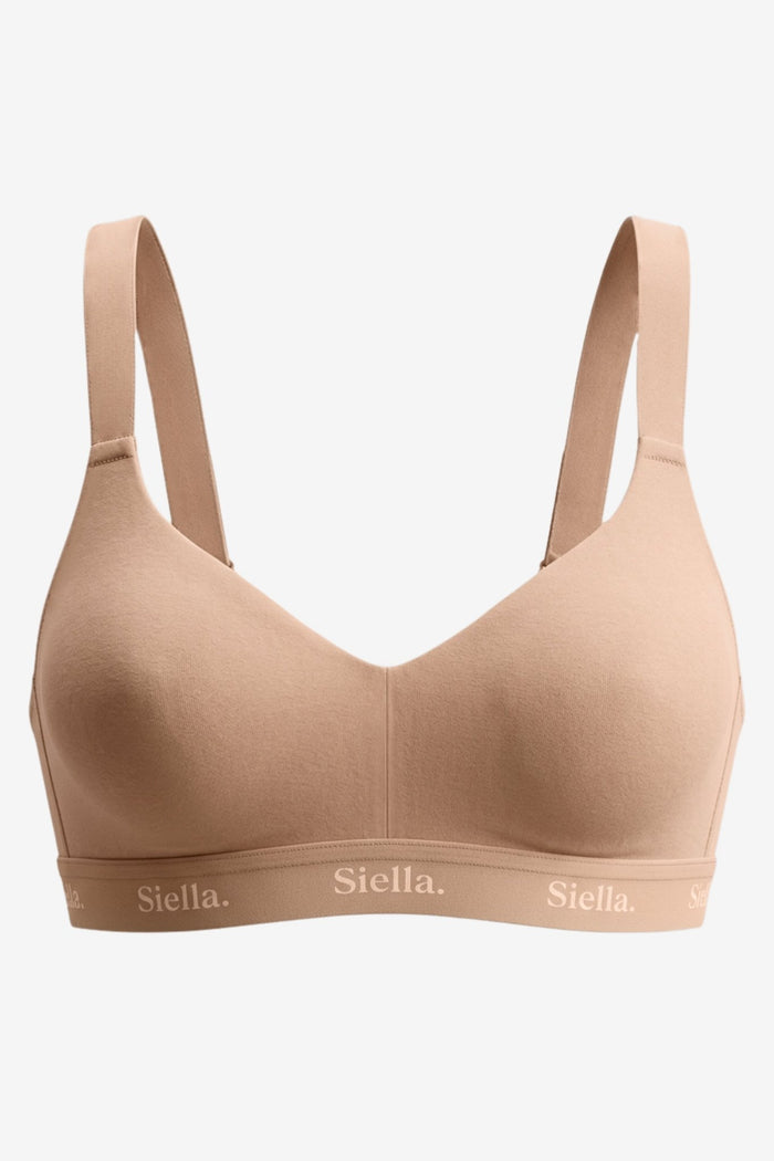 Organic Cotton V - Neck Bra - Siella - Color: Beach Beige Beige plage