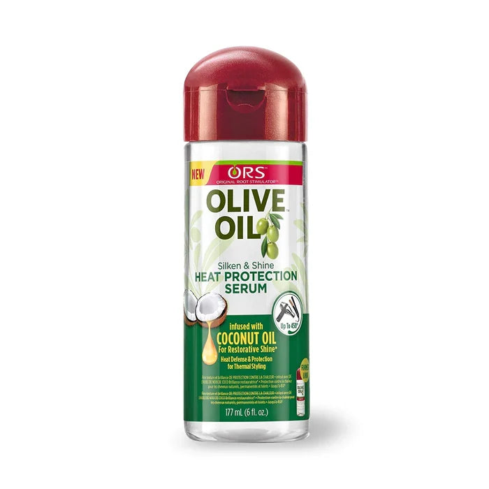ORS Olive Oil Silken & Shine Heat Protection Serum infused with Coconut Oil for Restorative Shine 6oz
