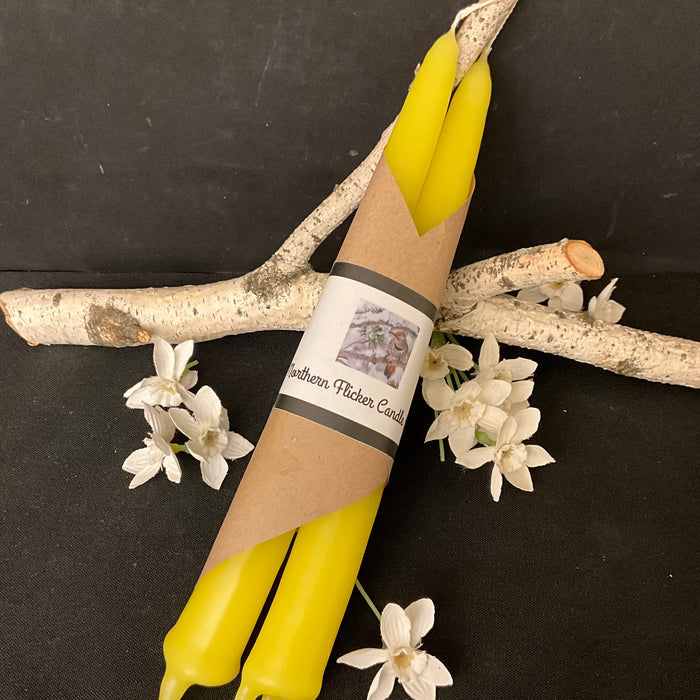 Pair of Hand Dipped Tapers Unscented Daffodil Yellow