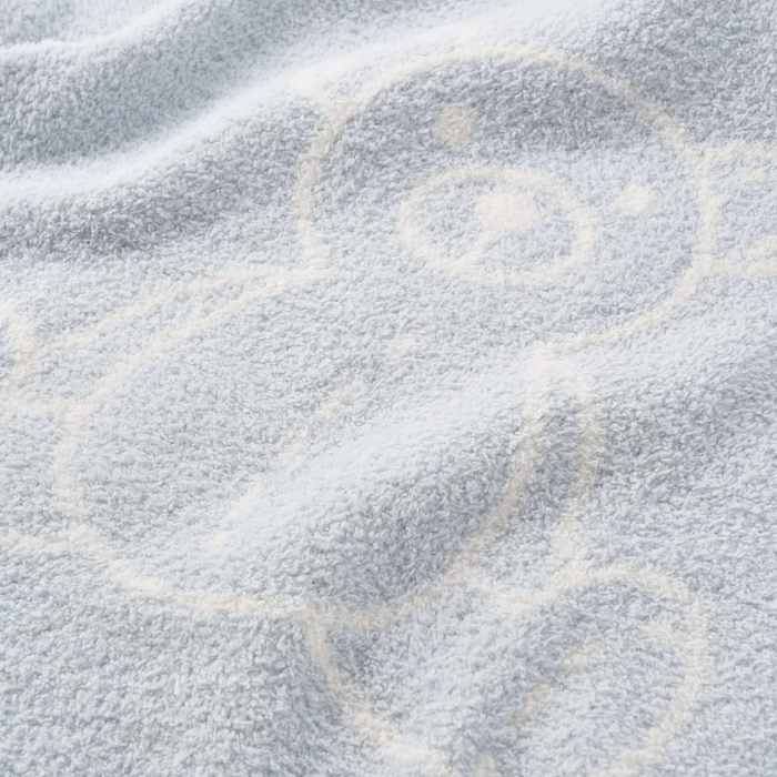 Pale Blue Teddy Bear Feather Knit Baby Blanket 30"x40"