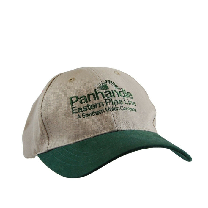 Panhandle Eastern Pipe Line Hat 5 Panel Ball Cap Tan with Green Brim Adjustable