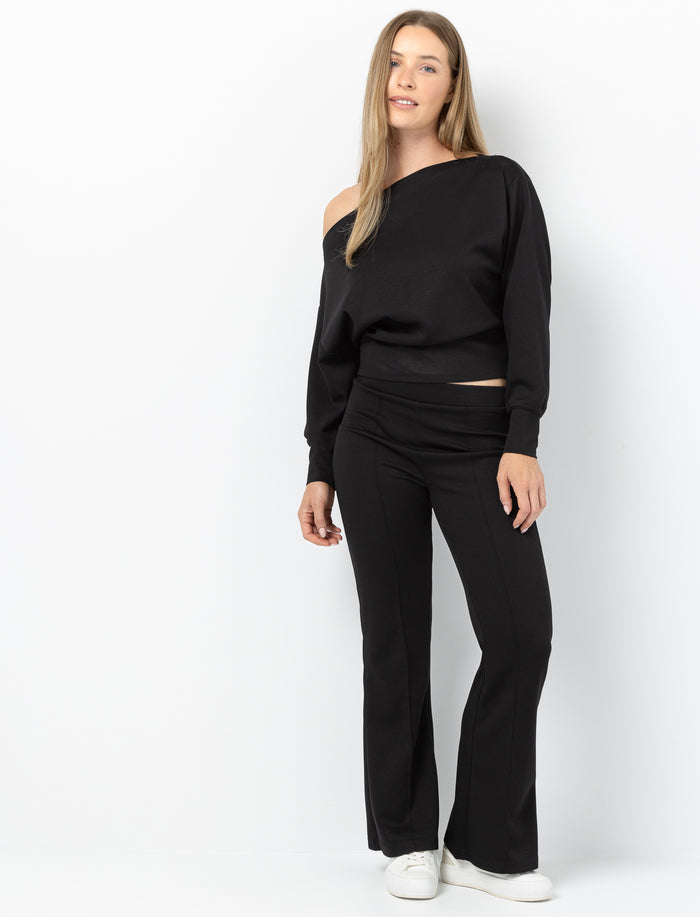 Pantalon jambes larges à surpiqûres pour femme
