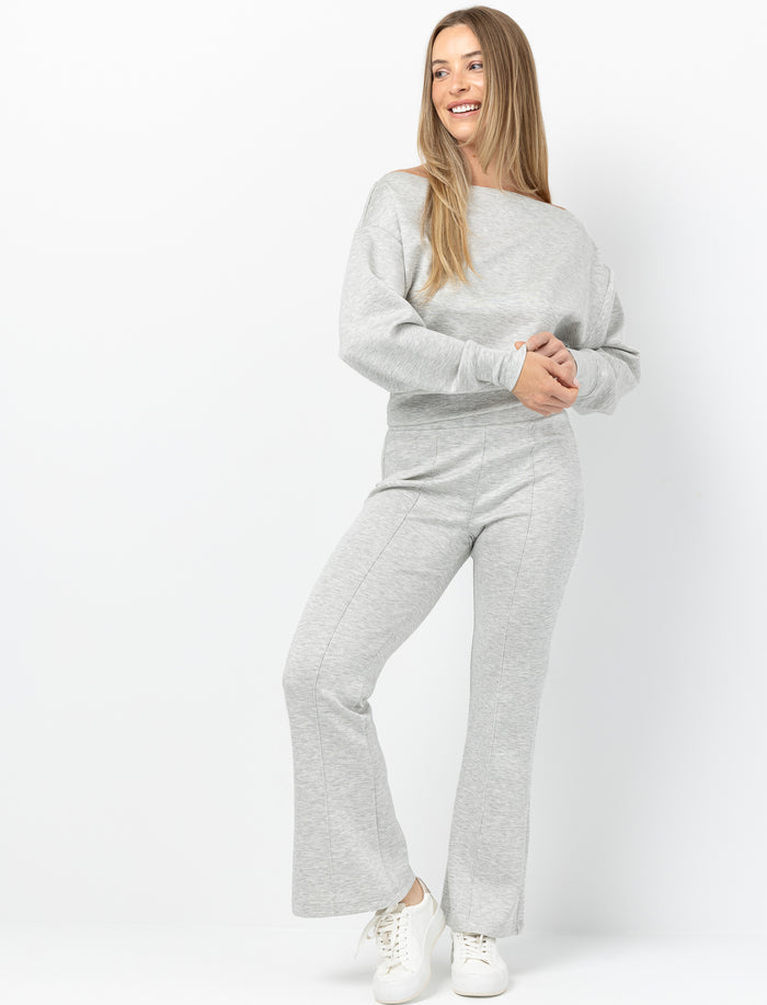 Pantalon jambes larges à surpiqûres pour femme