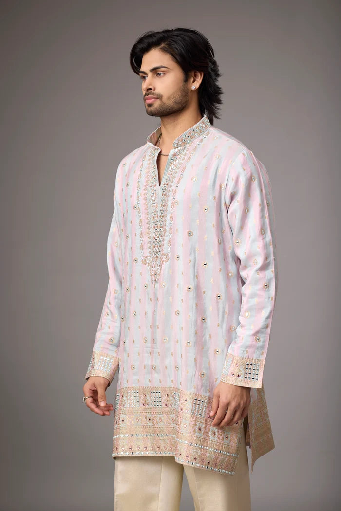 Vertical Zari Motif Kurta Set – Festive & Reception Wear | Mahavir NX