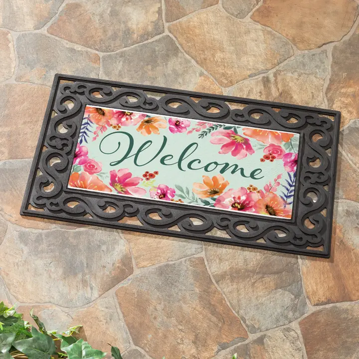 Pastels of Nature Flocked Coir Sassafras Switch Mat - Welcome