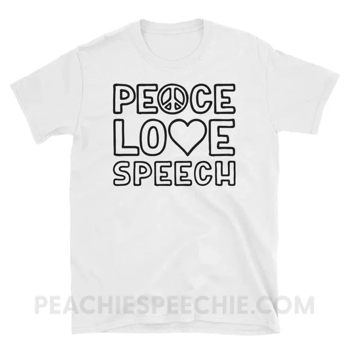 Peace Love Speech Classic Tee - White / S - T-Shirts & Tops peachiespeechie.com