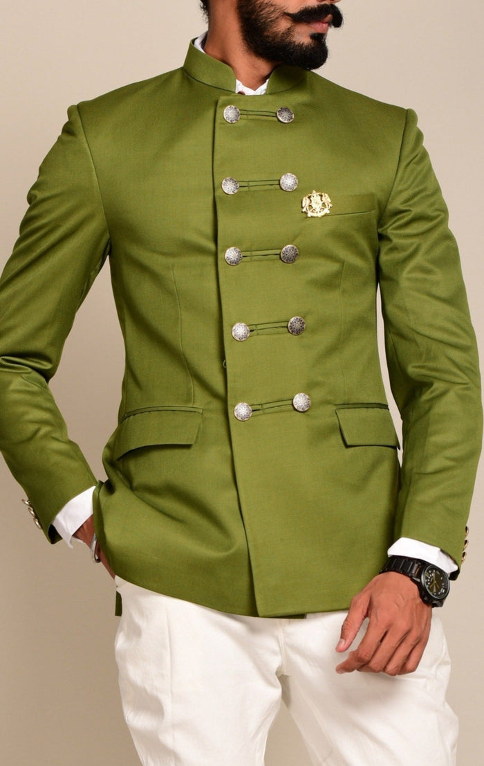 Pear Green Double Breasted Jodhpuri Bandhgala