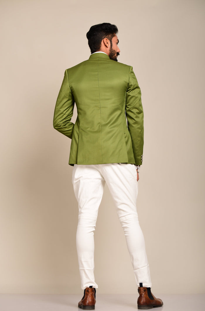 Pear Green Double Breasted Jodhpuri Bandhgala