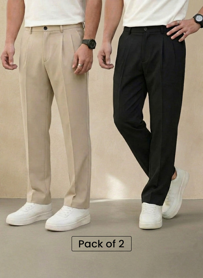 Pick Any 2 Korean Double Pleated Trousers Combo