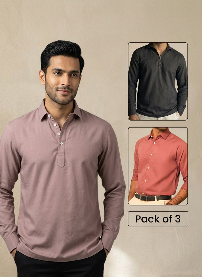 Pick Any 3 Classic Everyday Wear Shirts Combo for Men