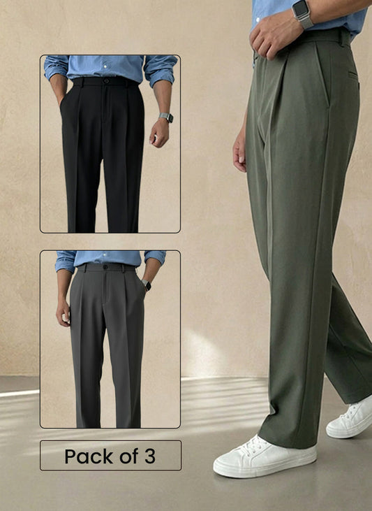 Pick Any 3 Korean Single Pleated Trousers Combo