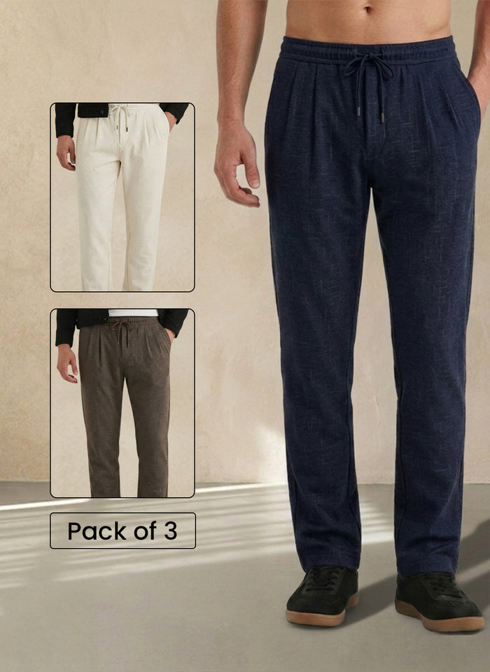 Pick Any 3 Textured Relaxed Fit Trousers