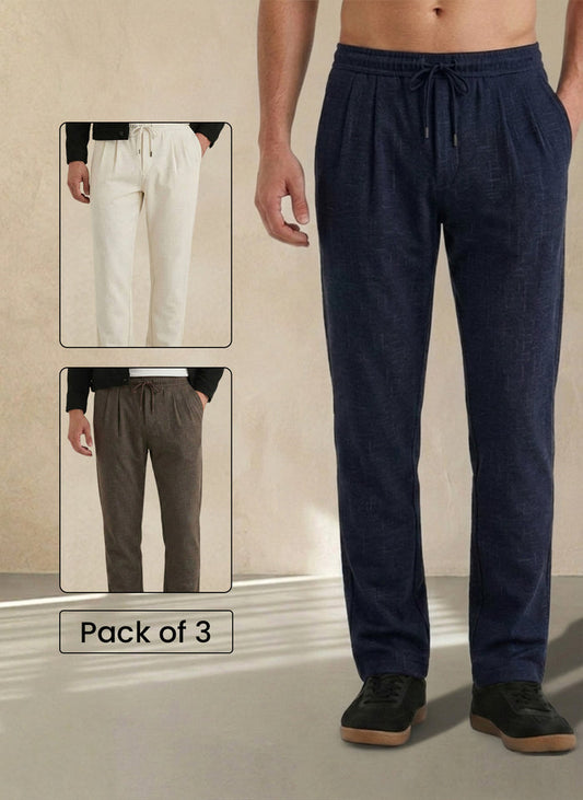 Pick Any 3 Textured Relaxed Fit Trousers