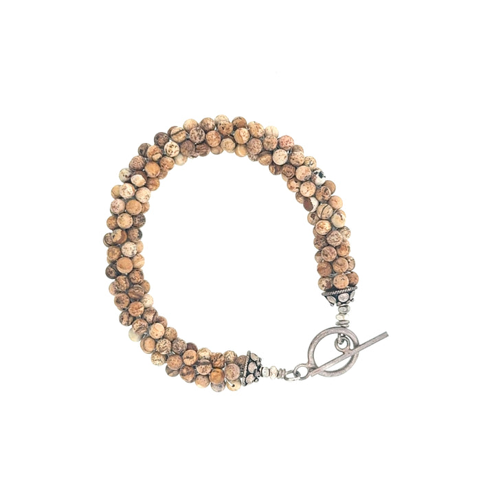 Picture Jasper Gemstone Crocheted Bracelet