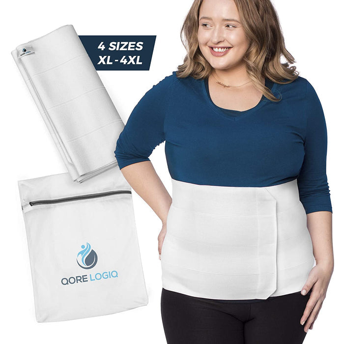 Plus Size 12 Inch Abdominal Binder - QORELOGIQ||color_white&fit12_inch