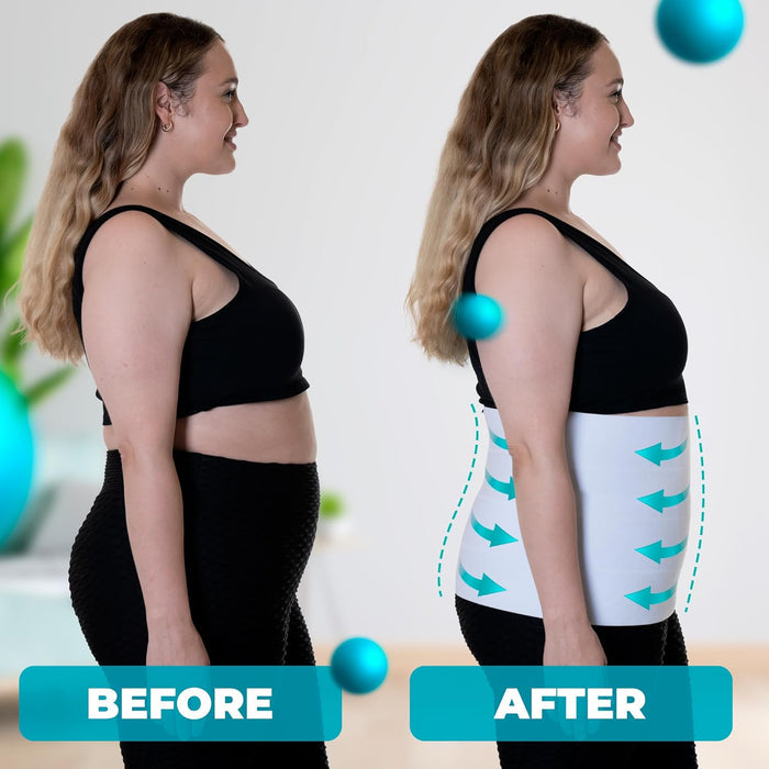 Plus Size 12 Inch Abdominal Binder - QORELOGIQ||color_white&fit12_inch
