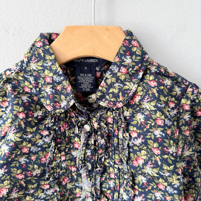 Polo Ralph Lauren	/ Black x rose girl dress shirt / 5Y