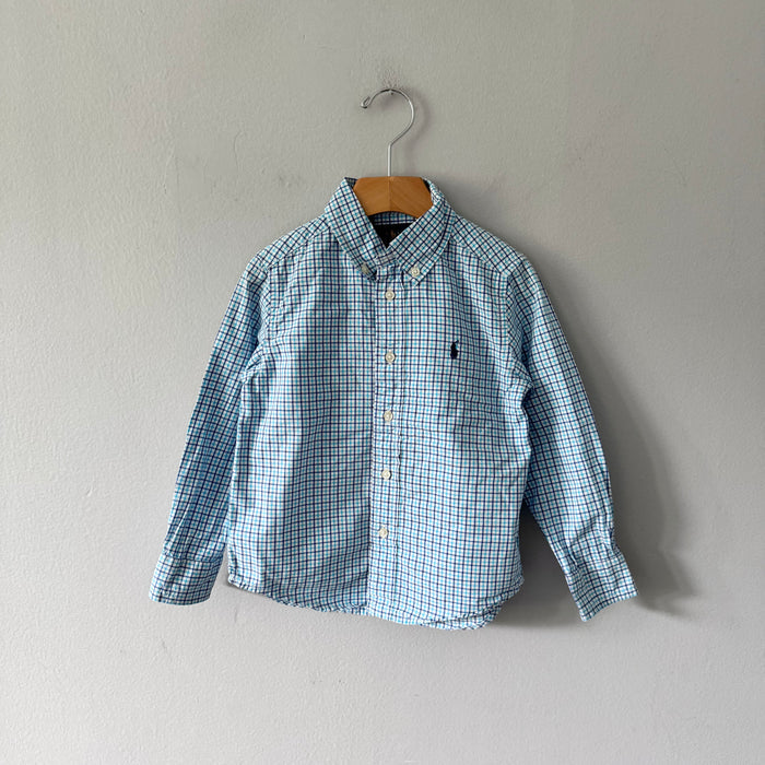 Polo Ralph Lauren	/ Blue checked dress shirt / 4Y
