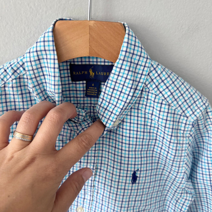 Polo Ralph Lauren	/ Blue checked dress shirt / 4Y