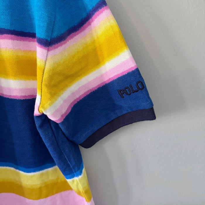 Polo Ralph Lauren	Pink blue stripe polo shirt / 14-16Y - New with tag